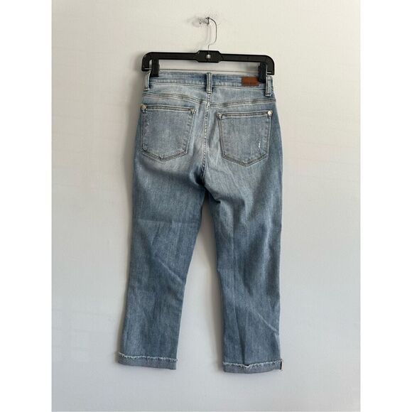 Judy Blue Jeans Raw Hem Cuff Skinny Fit Capri Jeans Distressed Denim Size 1/25 - Picture 4 of 7